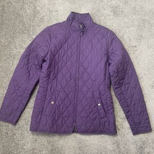 Lands End Jacket Womens XS 2-4 Purple Quilted Lightweight Casual Cozy Full Zip